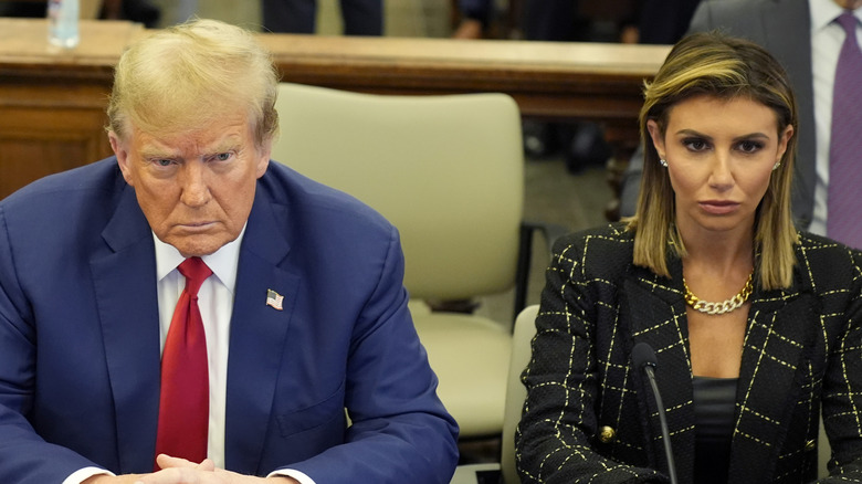 Donald Trump and Alina Habba in court scowling