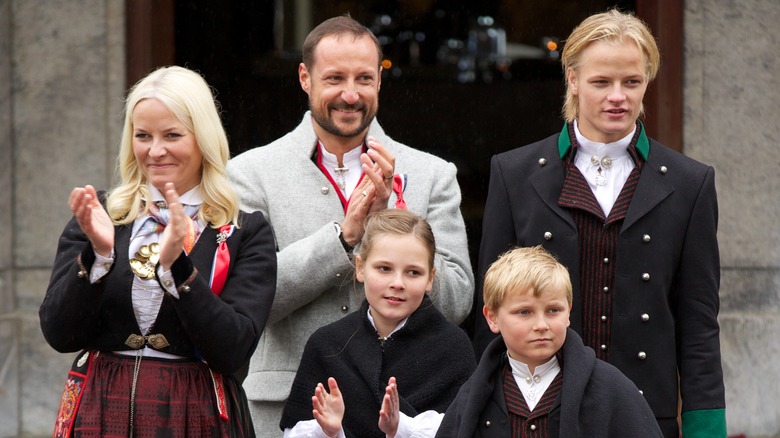Crown Prince Haakon, Princess Mette-Marit, Princess Ingrid Alexandria, Prince Sverre Magnus, and Marius Borg Høiby