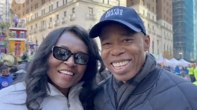 Tracey Collins and Eric Adams at the Macy's Thanksgiving Day Parade