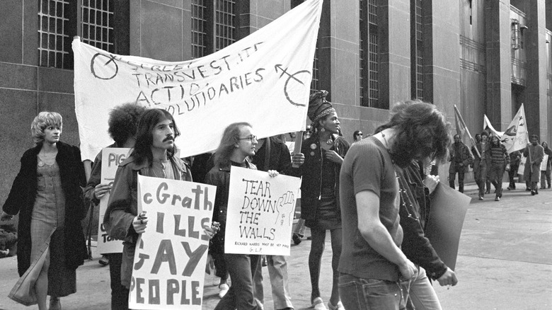 queer activists protesting, including sylvia riviera 