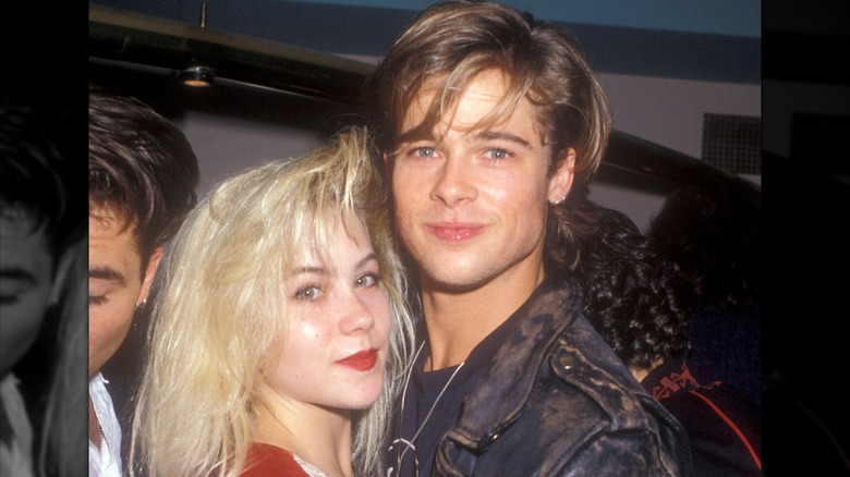 Brad Pitt hugging Christina Applegate