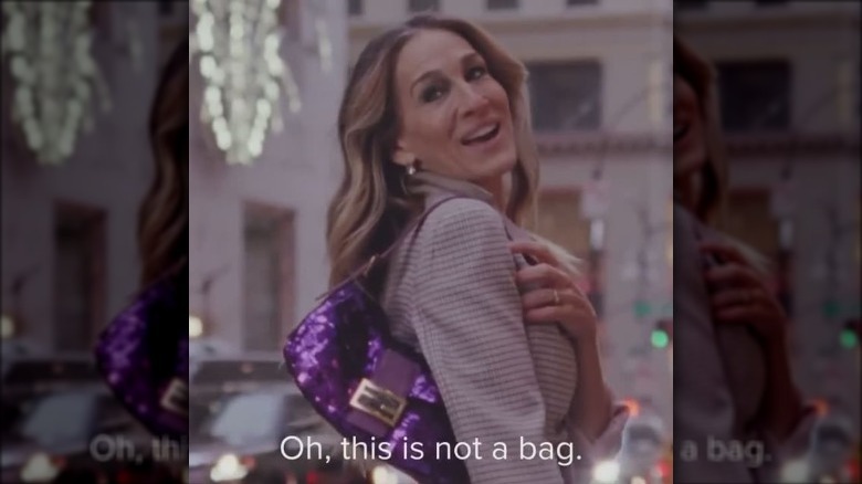 Sarah Jessica Parker carrying Fendi sequined baguette purse