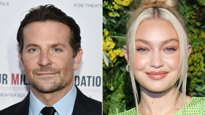 Bradley Cooper and Gigi Hadid posing on the red carpet