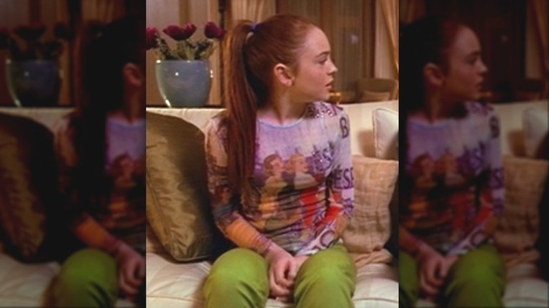 Linsday Lohan wearing a printed shirt in Get a Clue