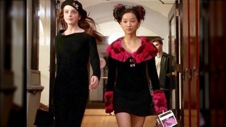 Lindsay Lohan and Brenda Song wearing all-black outfits in Get a Clue