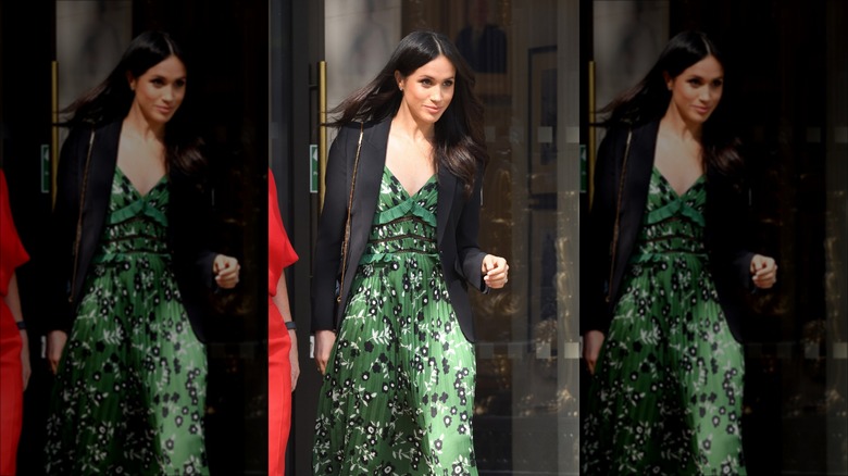 Meghan Markle in green floral dress