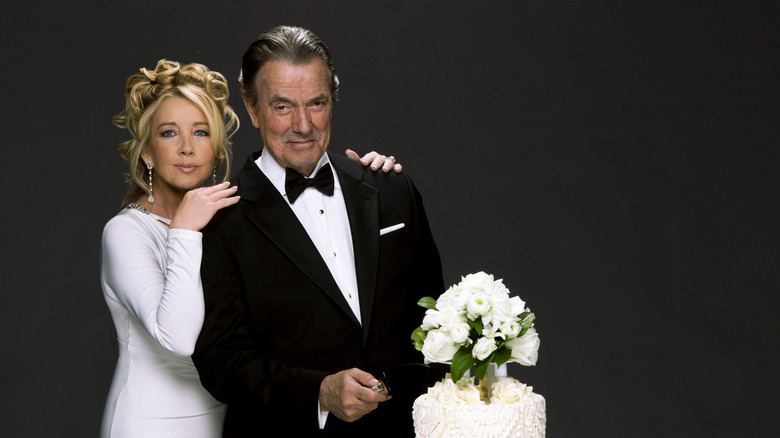 Melody Scott Thomas and Eric Braeden with wedding cake