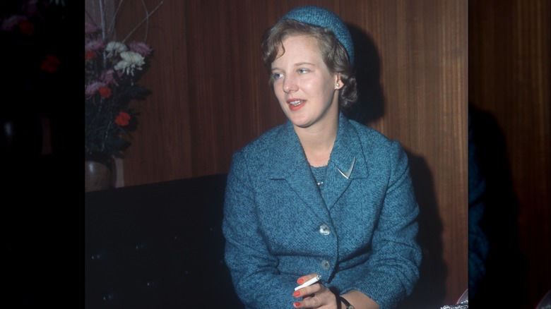 Then-Princess Margrethe holding cigarette