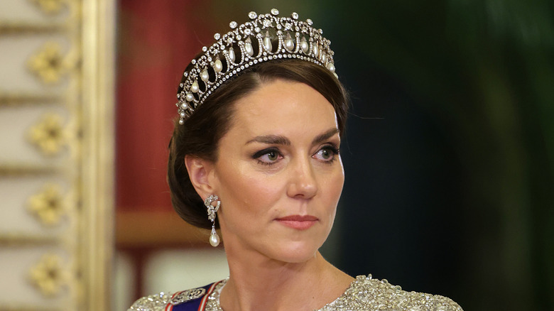 Kate Middleton posing in tiara