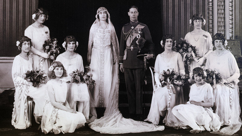 The wedding party of Prince Albert and Lady Elizabeth Bowes-Lyon 