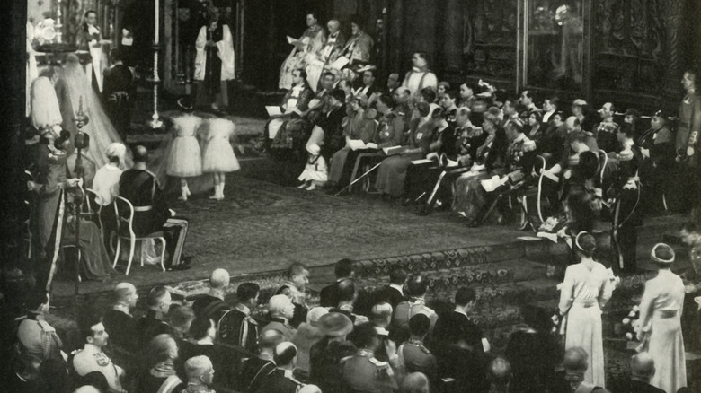 Guests seated at the wedding of Prince George and Princess Marina