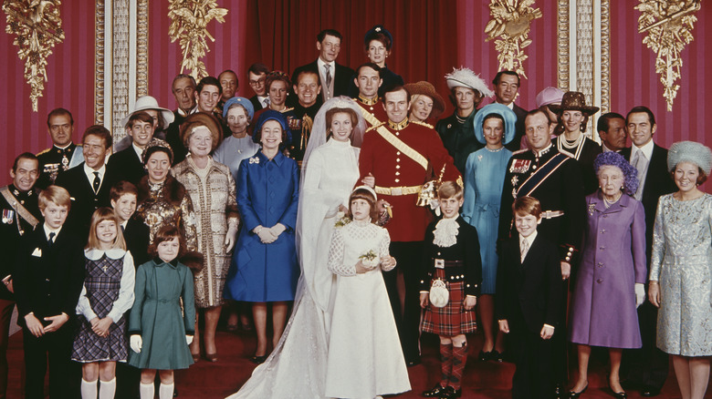 Princess Anne and Captain Mark Phillips wedding party