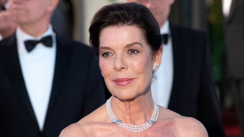 Princess Caroline in 2019 smiles at Rose Ball