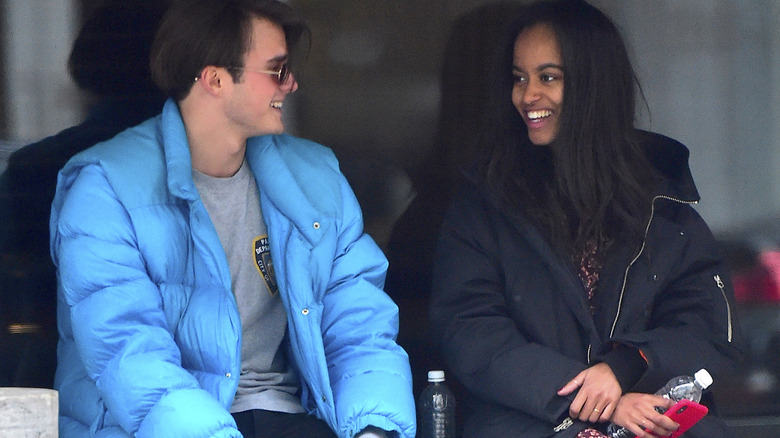 ﻿﻿Rory Farquharson and Malia Obama seen talking together on January 20, 2018 in New York City.