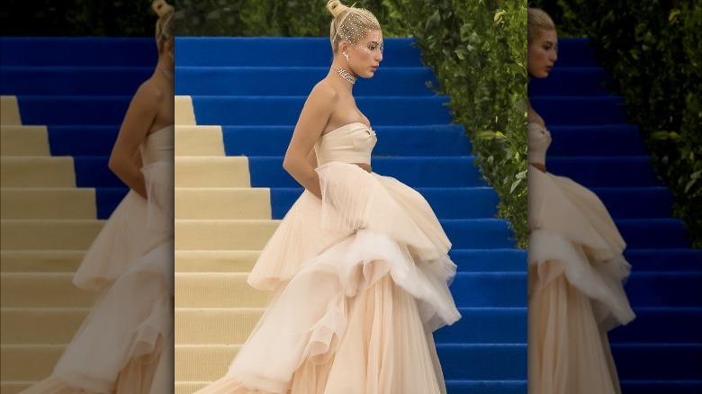 Hailey Bieber on fashion event red carpet