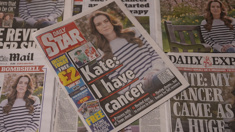 Newspapers of Kate Middleton's cancer diagnosis