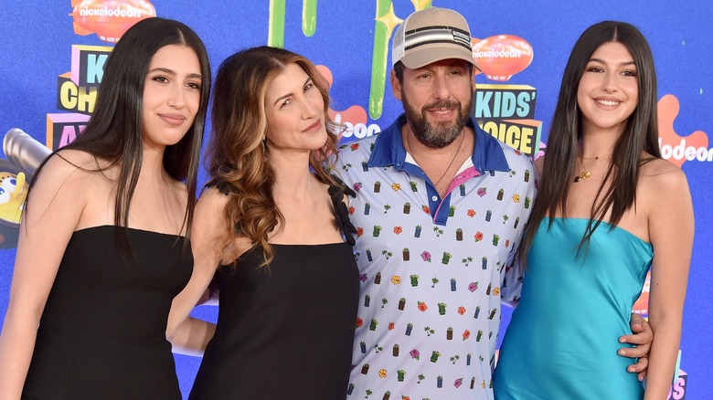 Jackie and Adam Sandler and their daughters at the Kids Choice Awards