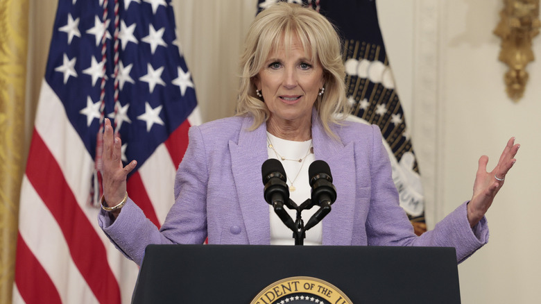 Jill Biden delivering a speech