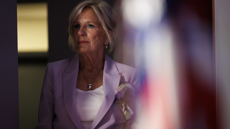 Jill Biden at an event, looking away