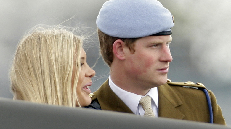 Prince Harry in uniform with Chelsy Davy 