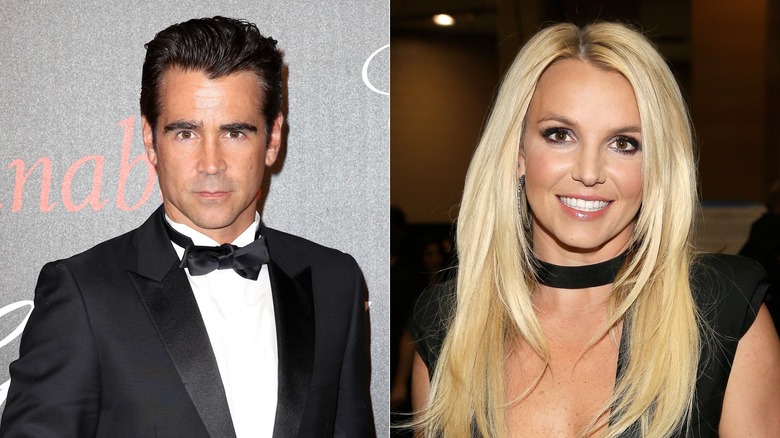 Split image Britney Spears and Colin Farrell