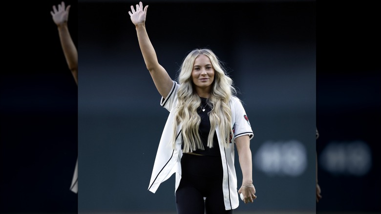 MyKayla Skinner throwing first pitch