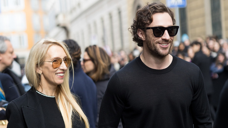 Sam and Aaron Taylor-Johnson walking together