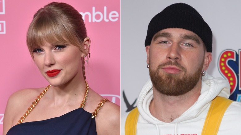 Split image of Taylor Swift and Travis Kelce
