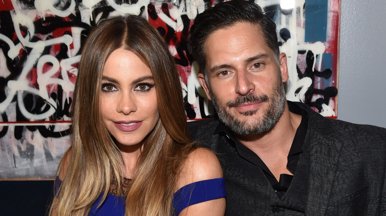 Joe Manganiello with Sofia Vergara wearing blue