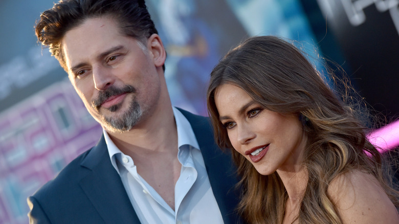 Sofia Vergara with Joe Manganiello in blue blazer