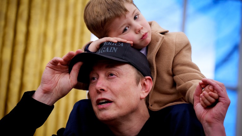 Elon Musk and son X in the Oval Office in Washington, DC (2025)