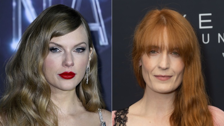 A split image of Taylor Swift and Florence Welch