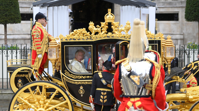 King Charles arriving at his coronation