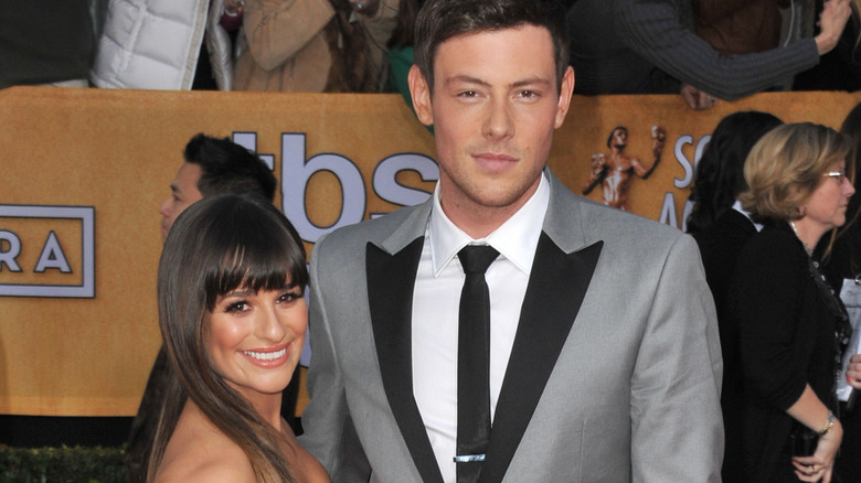 Lea Michele and boyfriend Cory Monteith pose at the 19th Annual Screen Actors Guild Awards in Los Angeles (2013)