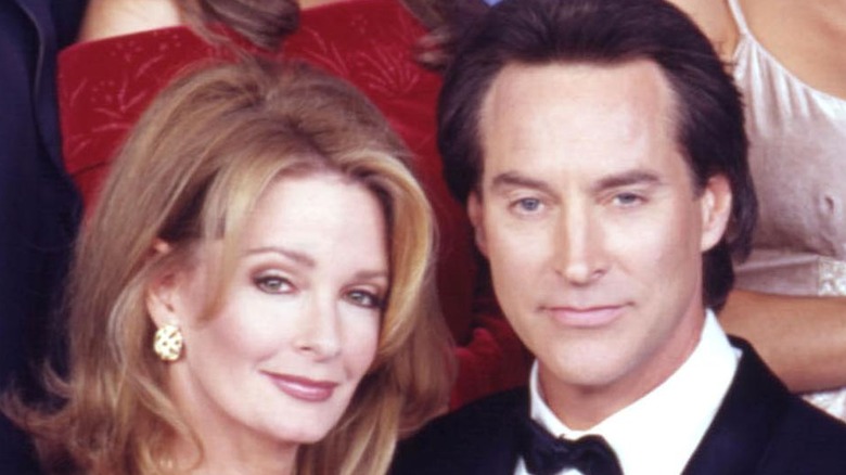 DOOL stars Deidre Hall and Drake Hogestyn smiling together