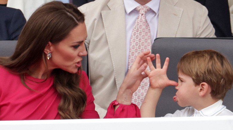 Prince Louis making faces at Kate Middleton