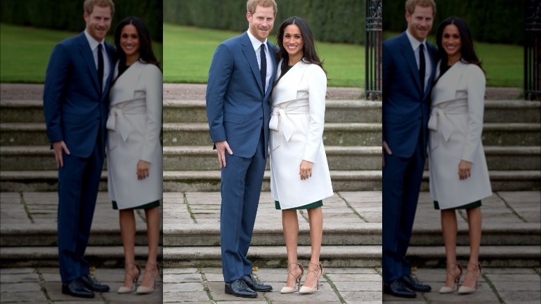 Meghan Markle and Prince Harry announcing their engagement