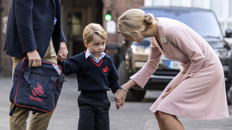 Prince George walking to school