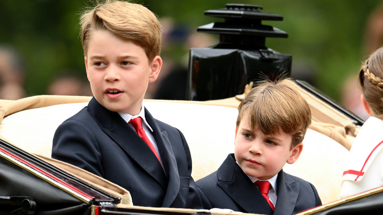 Prince George and Prince Louis in carriage