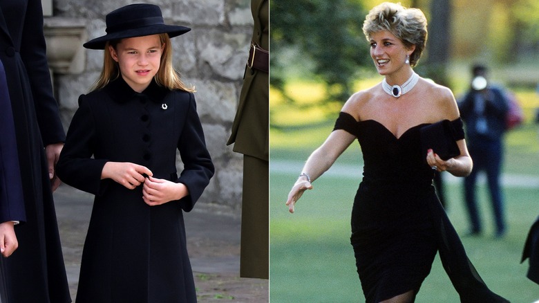 Split image of Princess Charlotte & Princess Diana