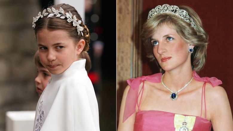 Split image of Princess Charlotte & Princess Diana