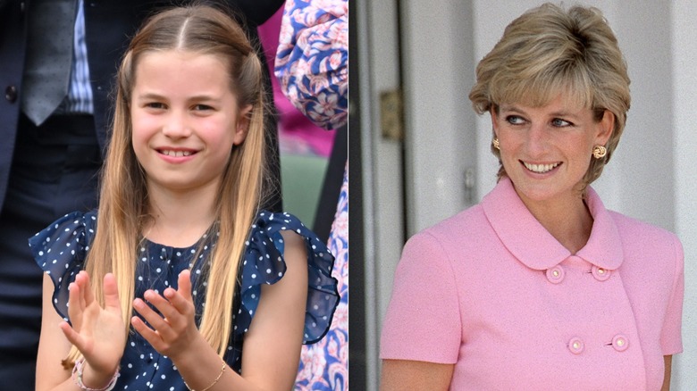 Split image of Princess Charlotte & Princess Diana