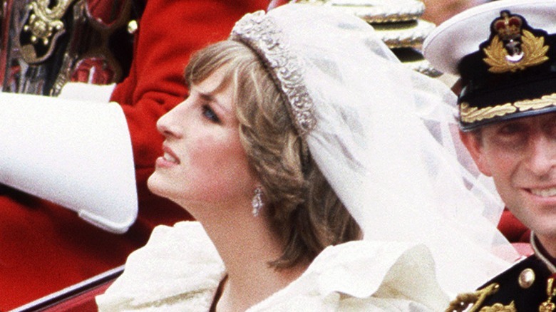 Princess Diana wearing the Spencer Tiara at her wedding