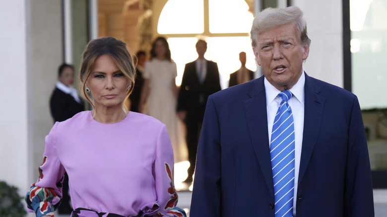 Melania Trump standing with Donald Trump