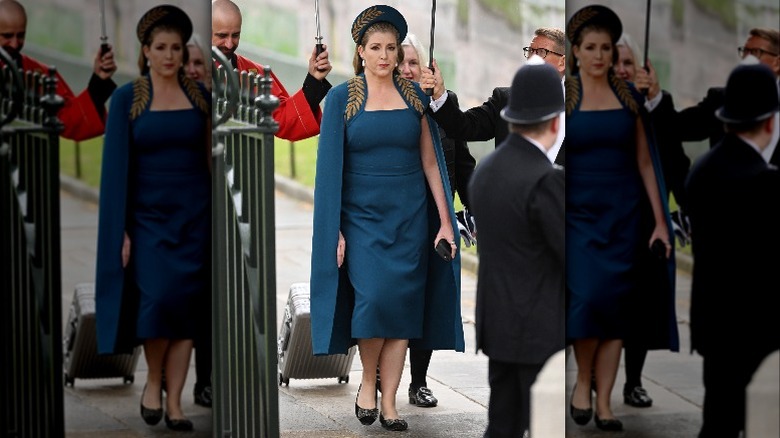 Penny Mordaunt in blue dress at coronation