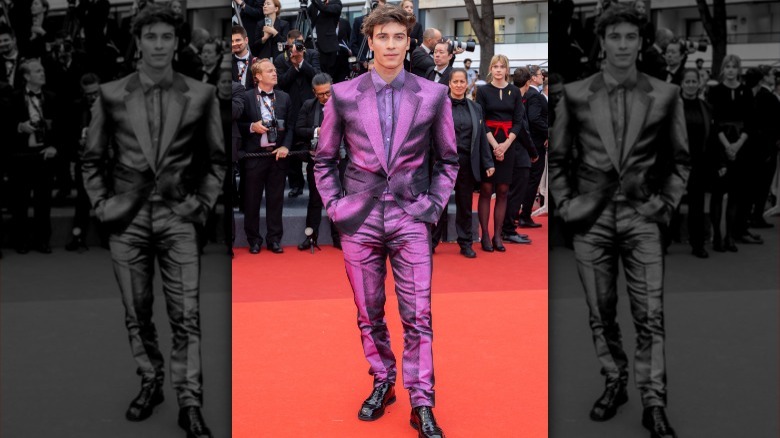 Tim Schaecker's purple suit at Cannes