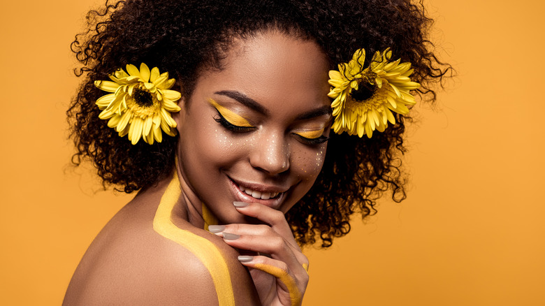 Woman with yellow eyeshadow