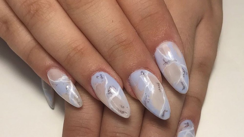 marble almond nails