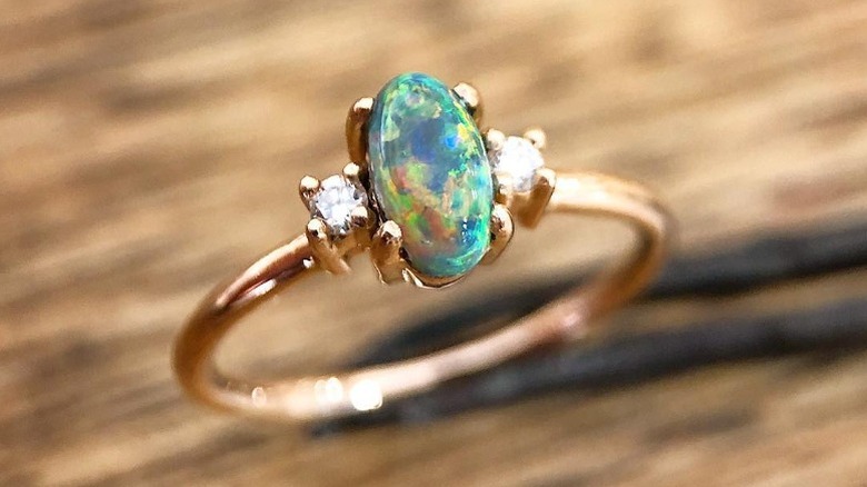 Opal ring with gold band