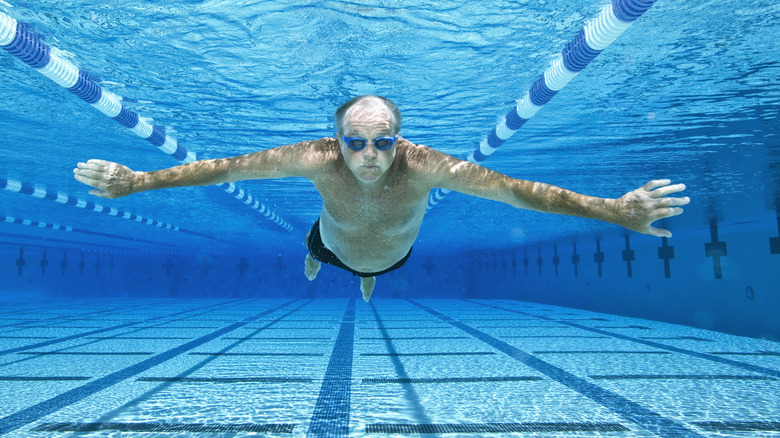 A man swimming